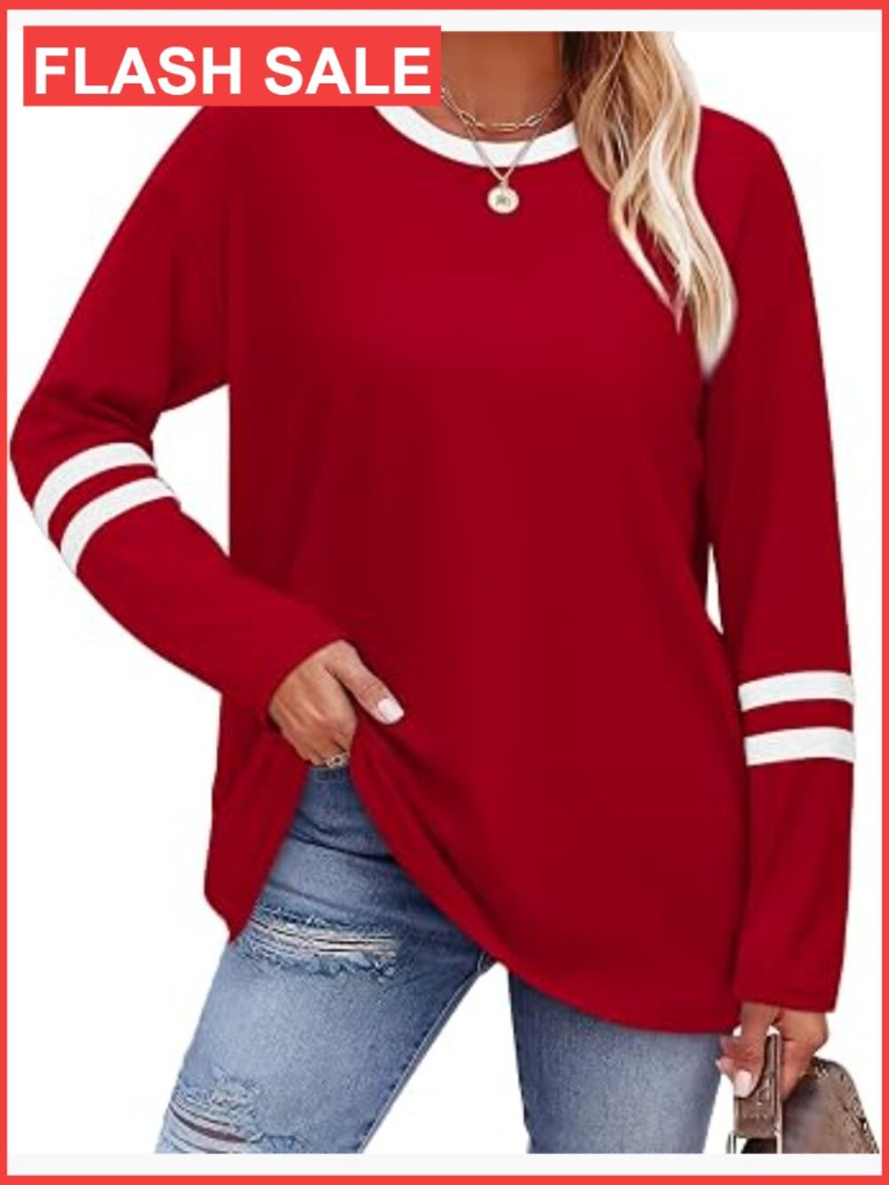 Women's Long Sleeve Color Block Crew Neck Top Athletic Stretchy Casual Tee
